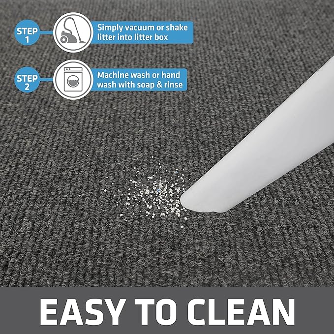 Drymate Cat Litter Box Mat, Litter Trapping Mat, Waterproof, Urine-Proof, Absorbent, Machine Washable, Soft on Paws, Contains Mess, Protects Floors, Kitten Supplies, Charcoal, 30x45 Jumbo XXL