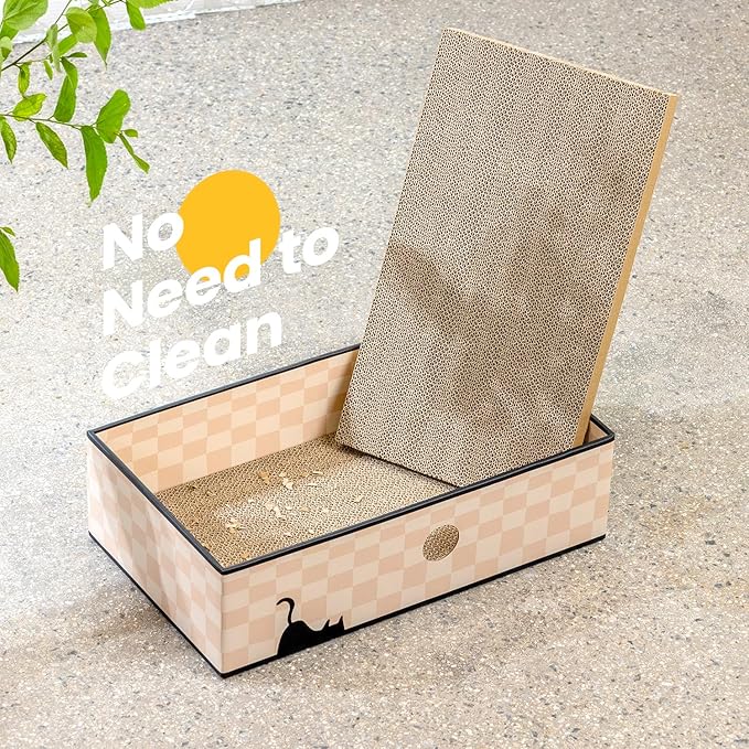 Cat Scratcher Box with Heavy-Duty Double-Sided Cardboard Pad, Cardboard Lounger, Interactive Hole Design, Cat Bed for Indoor Cats, Checkered,Large - 5 Pack