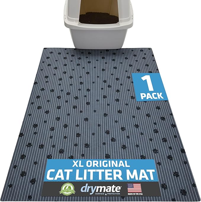 Drymate Cat Litter Box Mat, Litter Trapping Mat, Waterproof, Urine-Proof, Absorbent, Machine Washable, Soft on Paws, Contains Mess, Protects Floors, Kitten Supplies, Dark Grey, 28x36 XL