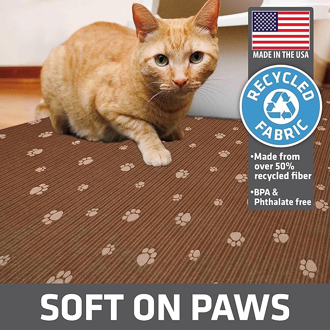 Drymate Cat Litter Box Mat, Litter Trapping Mat, Waterproof, Urine-Proof, Absorbent, Machine Washable, Soft on Paws, Contains Mess, Protects Floors, Kitten Supplies, Brown, 28x36 XL