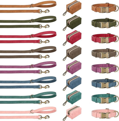Didog Soft PU Leather Dog Collar, Stylish Quick Released Dog Collars for Medium Dogs, Easy Clean Adjustable Pet Collar for Daily Walking, Green, M Fit 14-18" Neck
