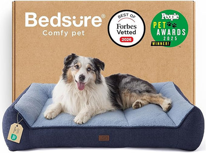 Bedsure SupportMax™ XL Orthopedic Dog Beds Large Sized Dog - As Seen on TV Extra Thick Supportive Dogs Couch with Waterproof Washable Cover, Extra Large Comfort Pet Sofa with Soft Sherpa, Navy, 42"