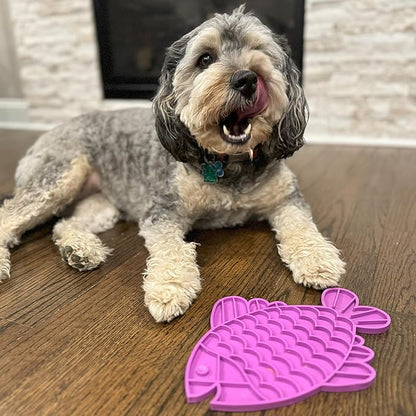 SPOT Soother Lick Mat-Licking Mat for Cats, Kittens, Medium and Large Dogs and Puppies, Food Grade Rubber, Anxiety Reliever, Dog Peanut Butter Lick Pad, Slow Feeder, 9.75inch, Fish