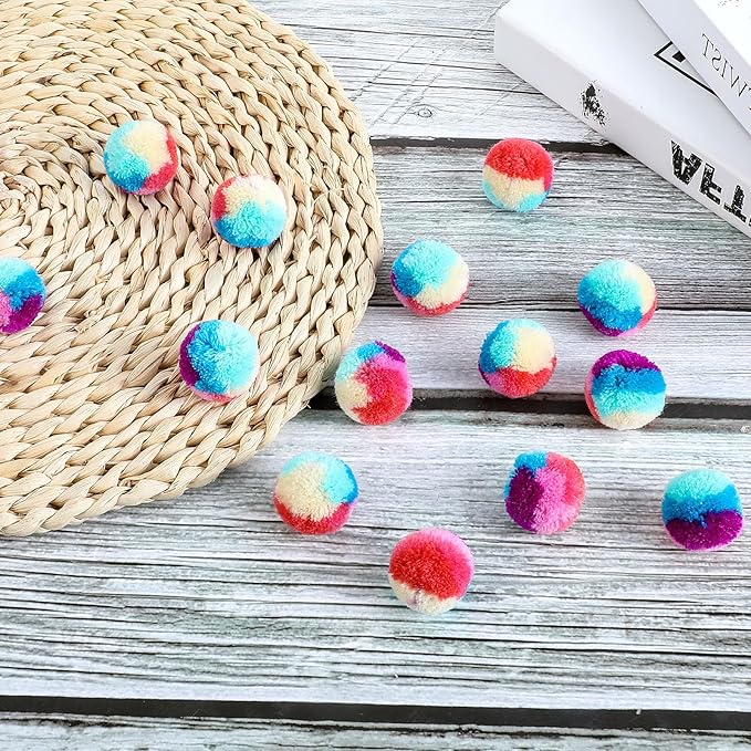 Premium Soft Pom Pom Balls for Kittens & Puppies, Lightweight Interactive Assorted Colors Cat Ball Toys, Kitten Toys for Indoor Cats Kitty, Pet Products for Cats, Dogs(1.2 Inches 30 Balls)
