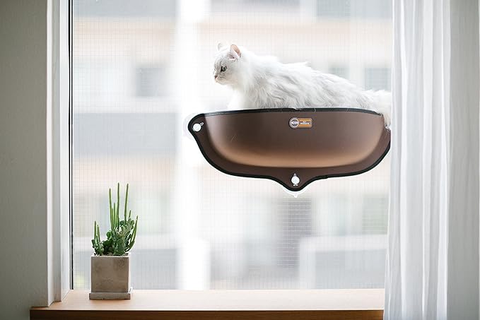 K&H Pet Products EZ Mount Window Bed Kitty Sill Tan 27 X 11 X 6 Inches