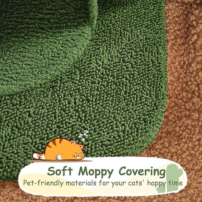 Yaheetech | Cactus Cat Tree | 59.5in Cat Tower w/Cute Perch, Cozy Condo, Convenient Climbing Ladder | Moppy Fabric-Covered Cat House for Indoor Cats | Green/Brown