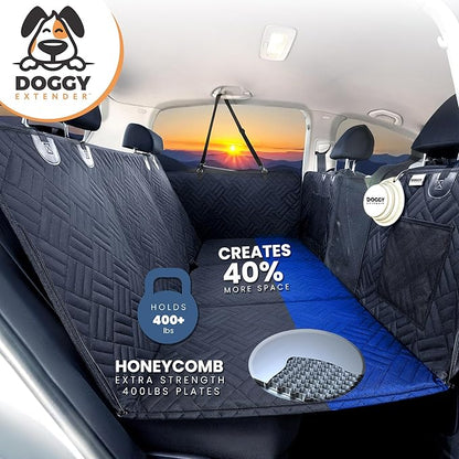 Premium Truck Dog Seat Cover, Extra Strength Honeycomb Hard Bottom Holds 400lbs, Dog Back Seat Extender, Waterproof, Anti-Scratch, Safer, Back Seat Pet Cover for Dogs Upgraded 2025 Materials!