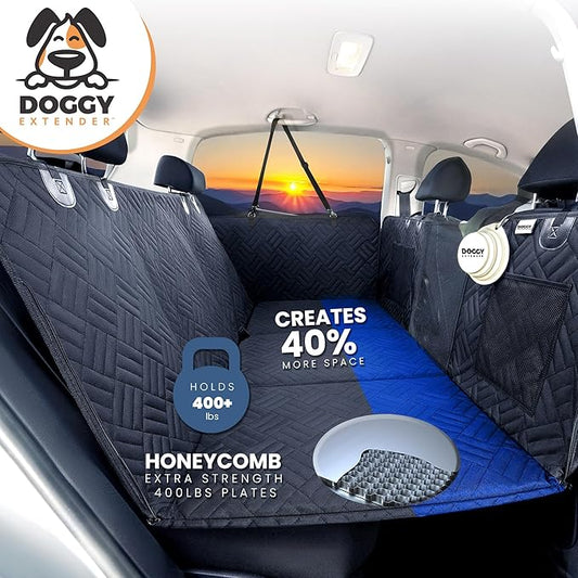 Premium Truck Dog Seat Cover, Extra Strength Honeycomb Hard Bottom Holds 400lbs, Dog Back Seat Extender, Waterproof, Anti-Scratch, Safer, Back Seat Pet Cover for Dogs Upgraded 2025 Materials!