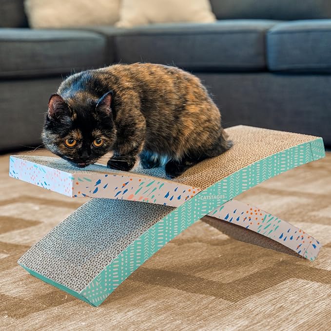 Catstages Easy Life Hammock Cat Lounger & Scratcher – Elevated Spot with Catnip, Comfortable & Multifunctional Design, Supports Cats Up to 20lbs