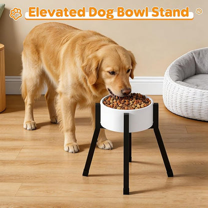 Raised Dog Bowl Stand Medium-Sized Dogs with Adjustable Width (7.9-11"),Single Food and Water Stand Feeder(Bowls Not Included)