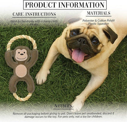 Pavilion Gift Company - Wild - Canvas Rope Dog Toy Monkey Humor Tug of War Puppy K9 Doggy Lover Parent Gift