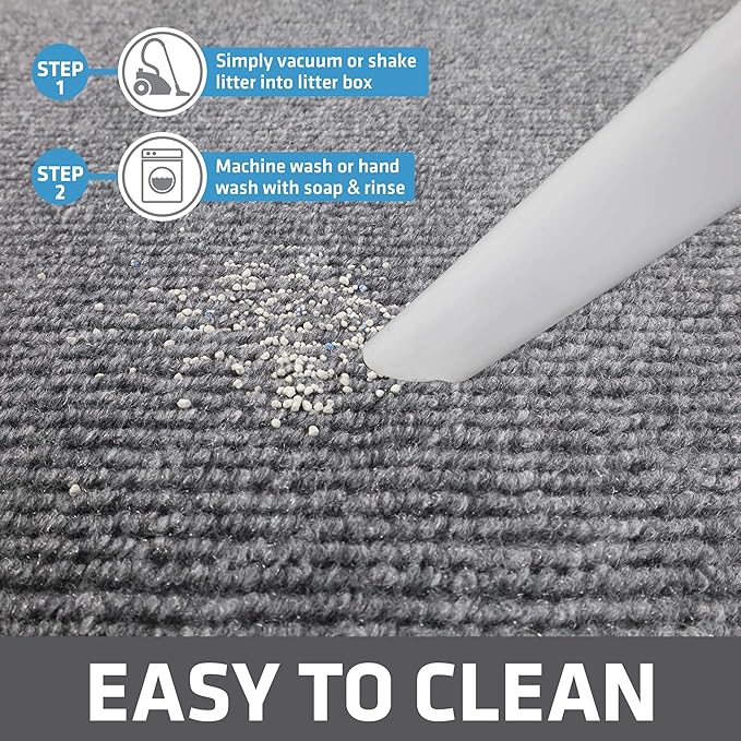 Drymate Cat Litter Box Mat, Litter Trapping Mat, Waterproof, Urine-Proof, Absorbent, Machine Washable, Soft on Paws, Contains Mess, Protects Floors, Kitten Supplies, Grey, 20x28