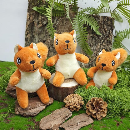 Squirrel Plush Dog Toy Squeaky Toy, Interactive Hide and Seek Replacement Dog Toys for Small & Medium Dogs (3Pcs Squeaky Squirrel A)