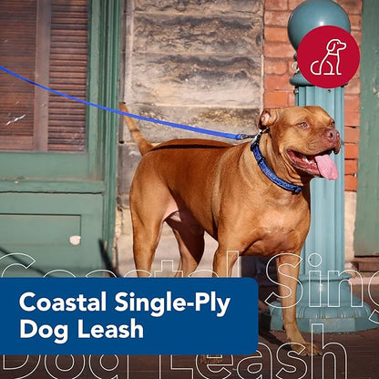 Coastal Pet Single-Ply Dog Leash - Sturdy Pet Leash - Comfortable & Stylish - Resists Fraying - Vibrant & Fade-Resistant Color - Blue, 5/8" x 6'