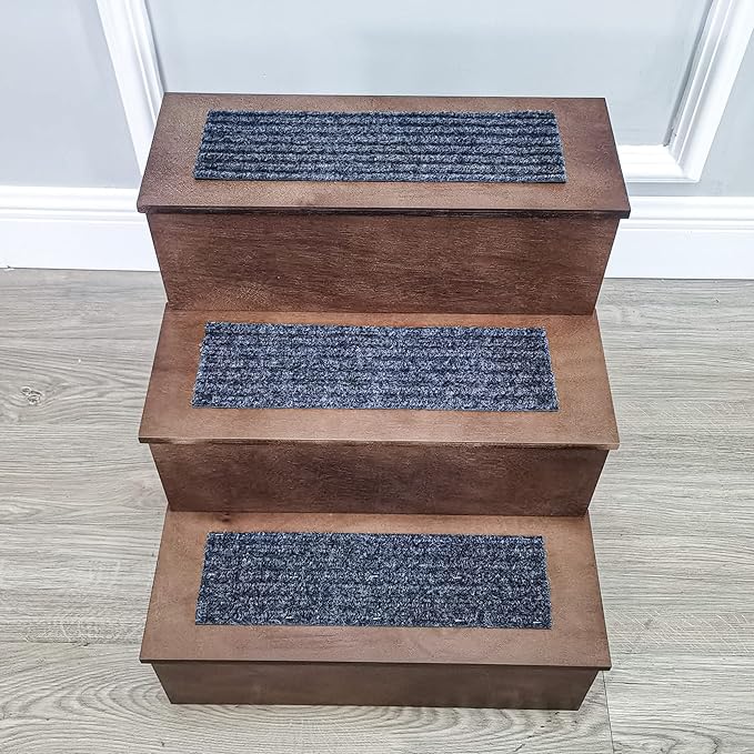 FixtureDisplays® 26" Tall Deluxe Wood Dog Stairs to Access Bed, Sofa, 3-Step Ladder to Reach Higher Cabinets 12225-26"-NPF