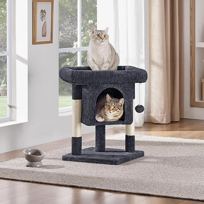 Yaheetech 23.5in Cat Tree Tower, Cat Condo with Sisal-Covered Scratching Posts, Cat House Activity Center Furniture for Kittens, Cats and Pets - Black