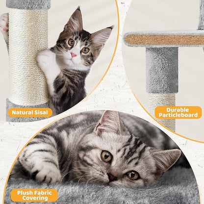 Yaheetech | 54in Cat Tree | Multi-Level Cat Tower w/Spacious Perch, Cozy Condo and Hammock, 3 Scratching Posts, Interactive Toy | Sturdy Pet Furniture | for Indoor Kittens to Large Cats | Light Gray
