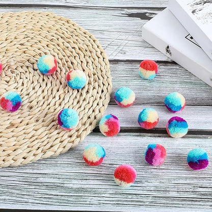 Bremorou 30 Pcs Cat Pom Pom Balls Soft Cat Balls Toy for Indoor Colorful Interactive Rainbow Toy Ball for Indoor Cats Kittens Training Playing Exercising Kitty Pet Interactive Play 1.2 Inches