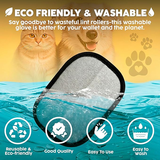 2 Pack PET Hair Remover Gloves – Electrostatic Dog & Cat Hair Removal Glove, Reusable Pet Fur Remover for Couch, Furniture, Clothes & Car Seats, Lint Remover Tool, Animal Hair Remover Cleaning Mitt