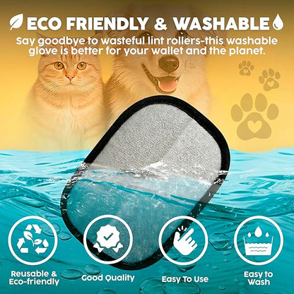 2 Pack PET Hair Remover Gloves – Electrostatic Dog & Cat Hair Removal Glove, Reusable Pet Fur Remover for Couch, Furniture, Clothes & Car Seats, Lint Remover Tool, Animal Hair Remover Cleaning Mitt