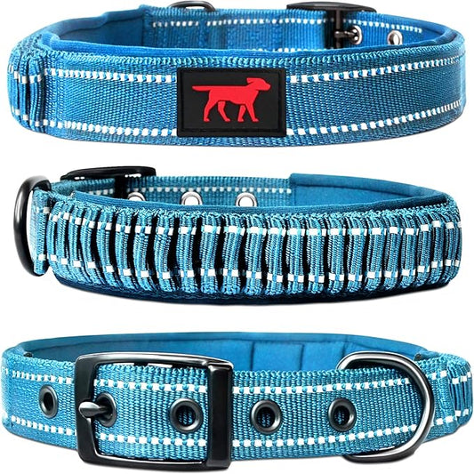 Heavy Duty Dog Collar With Handle | Ballistic Nylon Heavy Duty Collar | Padded Reflective Dog Collar With Adjustable Stainless Steel Hardware | Convenient Sizing for All Breeds