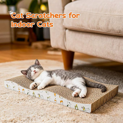 PatiencET Cat Scratch Pad 2 Pack, Waved Cardboard Cat Scratcher with Catnips, Scratching Board for Small Medium Size Cats, Kittens, Protects Furniture & Couch