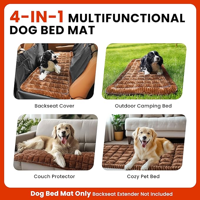HiPetpy Backseat Dog Bed Mat for Car, Non-Slip Dog Bed for Car Back Seat, Soft & Cozy Dogs Blanket, Washable Travel Pet Mat Seat Protector for Cars, SUVs, Trucks