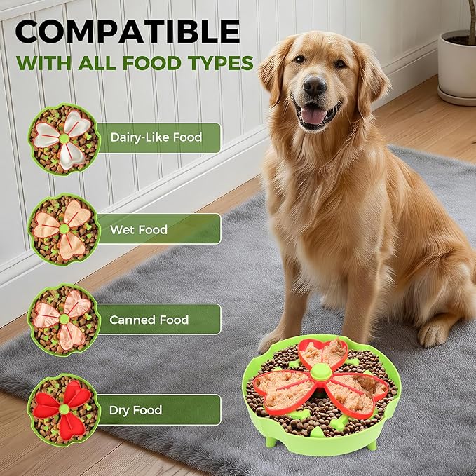 Elevated Slow Feeder Bowl for Cats and Dogs - Raised Puzzle Food Dish with Non-Slip Stand, Anti-Choke Maze Design for Fast Eaters, Indoor Pets - Improves Digestion for Kittens, Puppies (Blue)
