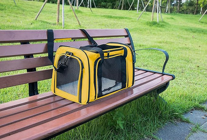 Soft Sided Carrier for Small Medium Cats Dogs ,TSA Airline Approved Collapsible Travel Pet Carrier (Medium, Yellow)