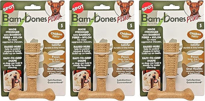 Ethical Pet 3 Pack of Bam-Bones Plus Durable Chew Toys for Dogs, Small, Chicken Flavor