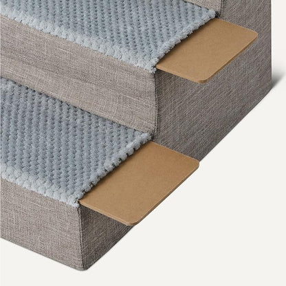Amazon Basics Dog Steps, 14.4" H, 3-Step Pet Stairs with Non-Slip Bottom for Bed Couch and Sofa, Indoor Dogs and Cats, Grey