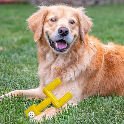 NFL Pittsburgh Steelers Mega-Chew Hard Nylon Bacon-Flavored Dog Bone Football Goal Post Chew Toy. Interactive Tasty Fun Dog Chew Toy. Indestructible Strong & Durable Pet Chew Toy