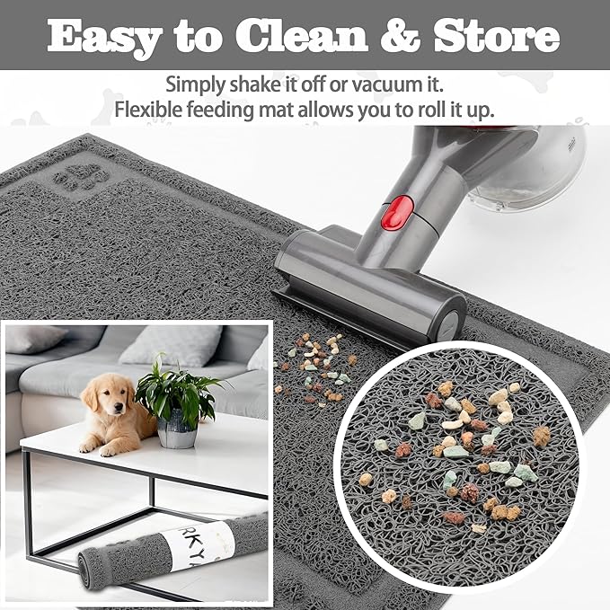 Darkyazi Pet Feeding Mat Large for Dogs and Cats,24"×36" Flexible and Easy to Clean Feeding Mat,Best for Non Slip Waterproof Feeding Mat (Grey)