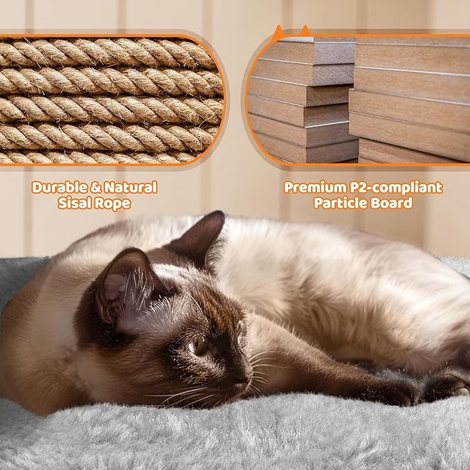 Yaheetech | 68.5in Cat Tree | for Large Cats | Multi-Level Cat Tower with 3 Wide Perches, Large Condo | Stable Pet Play House w/Sisal-Covered Scratching Posts & Board | Light Gray