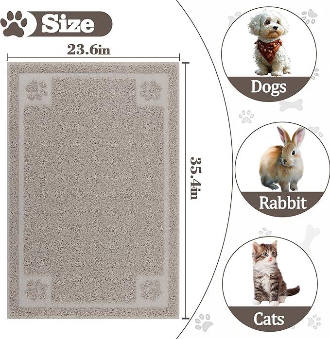 Darkyazi Pet Feeding Mat Large for Dogs and Cats,24"×36" Flexible and Easy to Clean Feeding Mat,Best for Non Slip Waterproof Feeding Mat (Gray Sand)