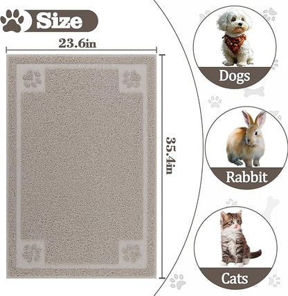 Darkyazi Pet Feeding Mat Large for Dogs and Cats,24"×36" Flexible and Easy to Clean Feeding Mat,Best for Non Slip Waterproof Feeding Mat (Gray Sand)