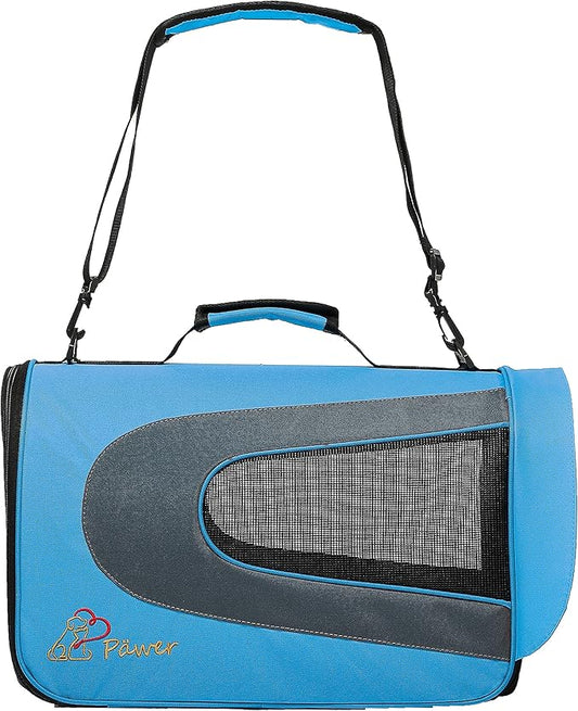 Pawer 18” x 11”x 11” Soft-Sided Foldable Airline Approved Pet Carrier for Cat, Puppy and Small Dog, Washable 600D Oxford Fabric, with Handle and Strap for Carry, Multiple Colors Available