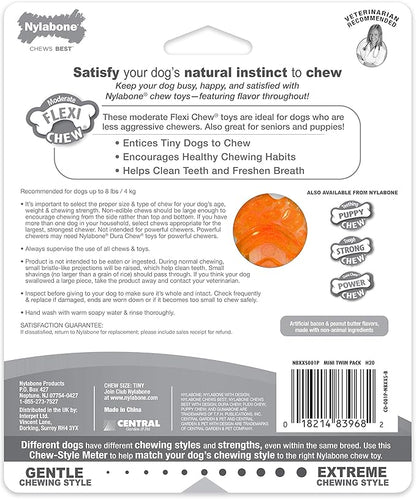 Nylabone Moderate Chew Flexi Chew Bone Peanut Butter & Bacon XX-Small/Tiny (2 Count)