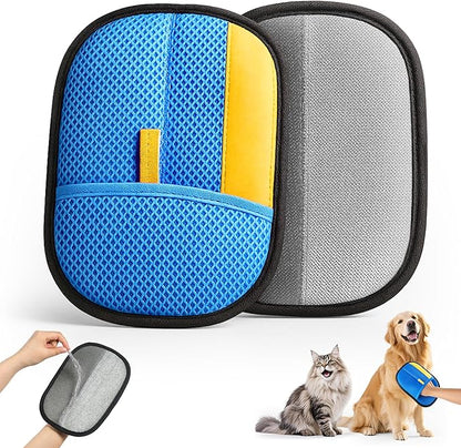 2026 Thickened Electrostatic Pet Hair Removal Gloves (1P) - Reusable Strong Grooming Gloves for Cats & Dogs, Hair Remover for Couch, Furniture, Carpet, Car Seats & Clothing (Blue)