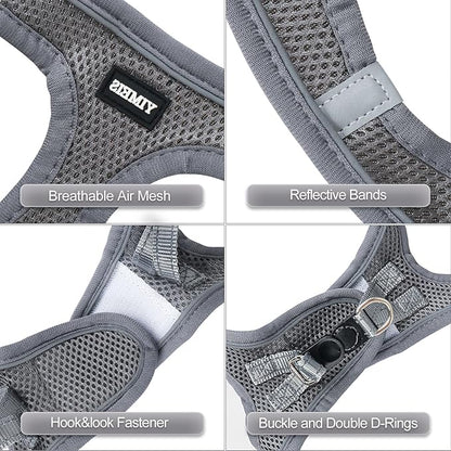 YIMEIS Dog Harness and Leash Set, No Pull Soft Mesh Pet Harness, Reflective Adjustable Puppy Vest for Small Medium Large Dogs, Cats (Gray, Medium (Pack of 1)