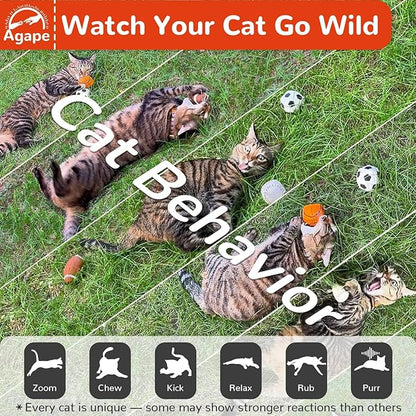 Agape 100% Catnip & Silvervine Filled Cat Toys, Interactive Chew & Kicker Balls for Indoor Cats, Enrichment and Teeth Cleaning Fun for Bored Cats and Kittens, 4 Pack Natural Crinkle Cat Toy with Sound