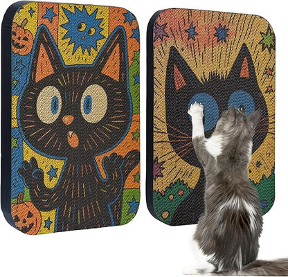 2 Pack Art Cat Scratcher, Wall-Mountable Cat Scratch Pad, Cat Wall Scratcher 16.7x11x1 Inch Cat Scratching Board for Indoor Cats Toy (MagicCat)