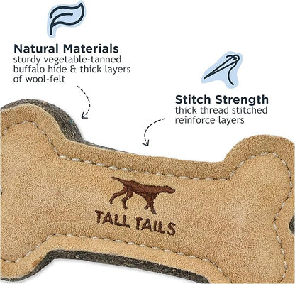 Tall Tails Dog Natural Leather Bone Fetch Toy Gift for Dogs 6 inches