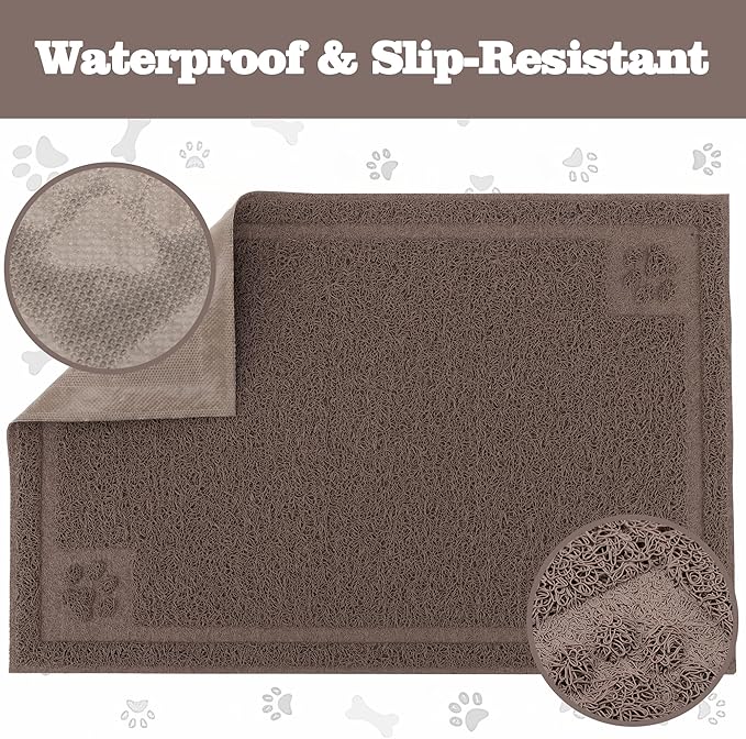 Darkyazi Pet Feeding Mat Large for Dogs and Cats,24"×36" Flexible and Easy to Clean Feeding Mat,Best for Non Slip Waterproof Feeding Mat (Coffee)