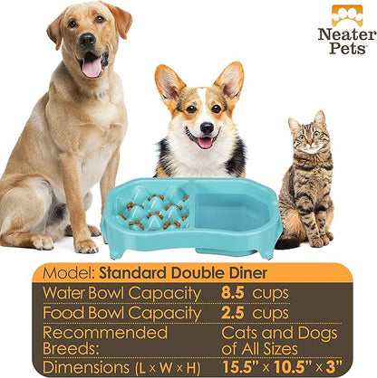 Neater Pet Brands Neater Slow Feeder Dog Bowls, Slows Down Fast Eating to Prevent Vomiting, Overeating, & Bloat, Dog Slow Feeder Bowl with Wide, Non-Slip Base, Holds 2.5 Cups Food and 8.5 Cups Water