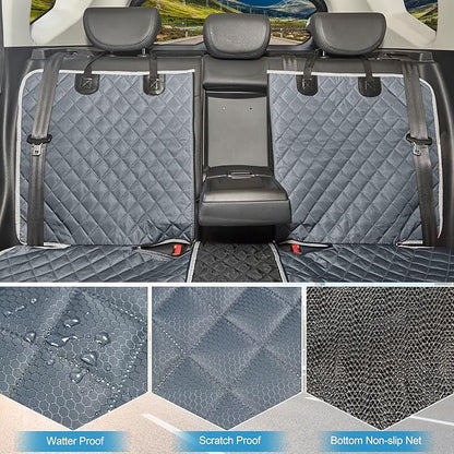 ANOSOSPECIAL Grey Dog Car Seat Cover for Back Seat,Non-Stick Fur,Pet-Friendly and Waterproof - Universal Fit Interior Protector for Auto, Van, SUV - Ideal for Kids and Pets