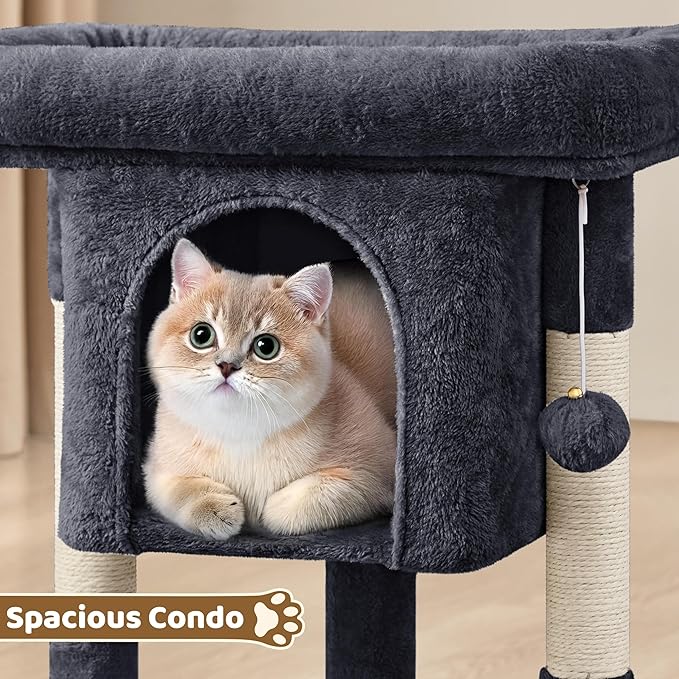 Yaheetech 23.5in Cat Tree Tower, Cat Condo with Sisal-Covered Scratching Posts, Cat House Activity Center Furniture for Kittens, Cats and Pets - Black