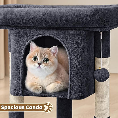 Yaheetech 23.5in Cat Tree Tower, Cat Condo with Sisal-Covered Scratching Posts, Cat House Activity Center Furniture for Kittens, Cats and Pets - Black