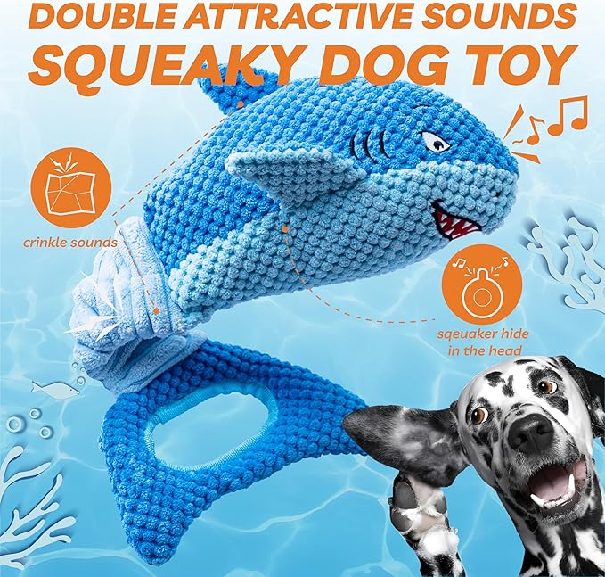 LEGEND SANDY Large Squeaky Dog Toys to Keep Them Busy, Interactive Plush Dog Toy,Crinkle Tug of War Dog Chew Toy for Small, Medium, and Large Dogs