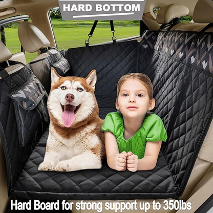 Back Seat Extender, Car Seat Cover for Dogs with Hard Bottom as a Hammock Bridge for Pets Travel, Waterproof Back Protector Fits for Standard Cars & SUVs (Black)